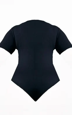 PrettyLittleThing Black Sweatsuits*Plus Cap Sleeve Bodysuit