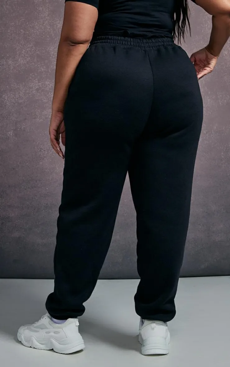 New PrettyLittleThing Plus High Waisted Cuffed Sweatpants Black
