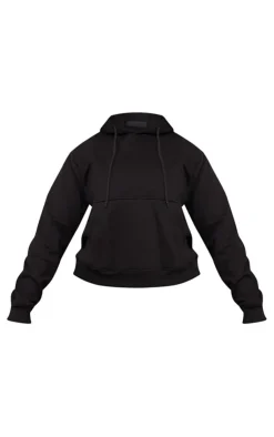Online PrettyLittleThing Plus Badge Detail Hoodie Black