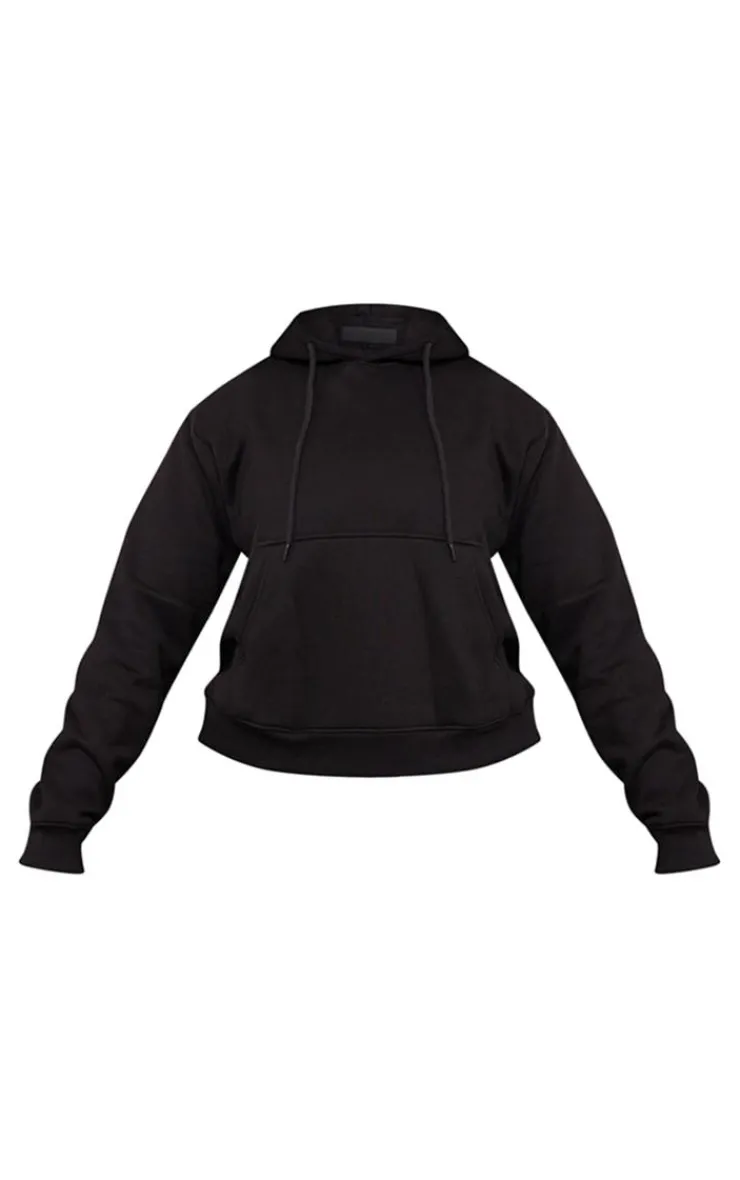 Online PrettyLittleThing Plus Badge Detail Hoodie Black