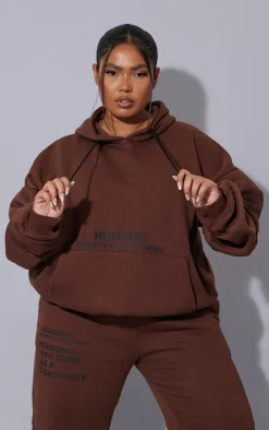 PrettyLittleThing Graphic Sweatsuits*Plus Oversized Graphic Print Pocket Front Hoodie