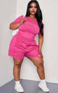 PRETTYLITTLETHING Plus Hot Pink Cap Sleeve Bodysuit