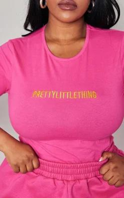 PRETTYLITTLETHING Plus Hot Pink Cap Sleeve Bodysuit