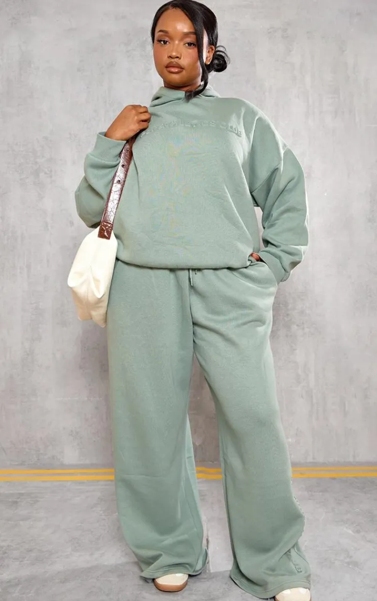 Best PrettyLittleThing Plus Sage Athletics Club Embossed Sweatpants Sage Green