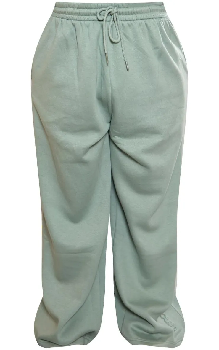 Best PrettyLittleThing Plus Sage Athletics Club Embossed Sweatpants Sage Green