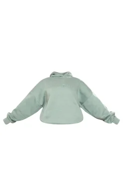 Outlet PrettyLittleThing Plus Sage Athletics Club Embossed Oversized Hoodie Sage Green