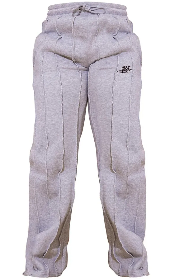 Outlet PrettyLittleThing Shape Shape Wide Leg Seam Detail Sweatpants Grey