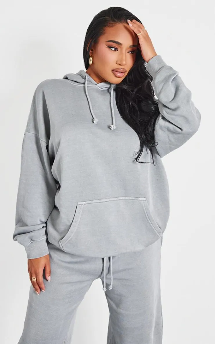 Discount PrettyLittleThing Shape Hoodie Grey