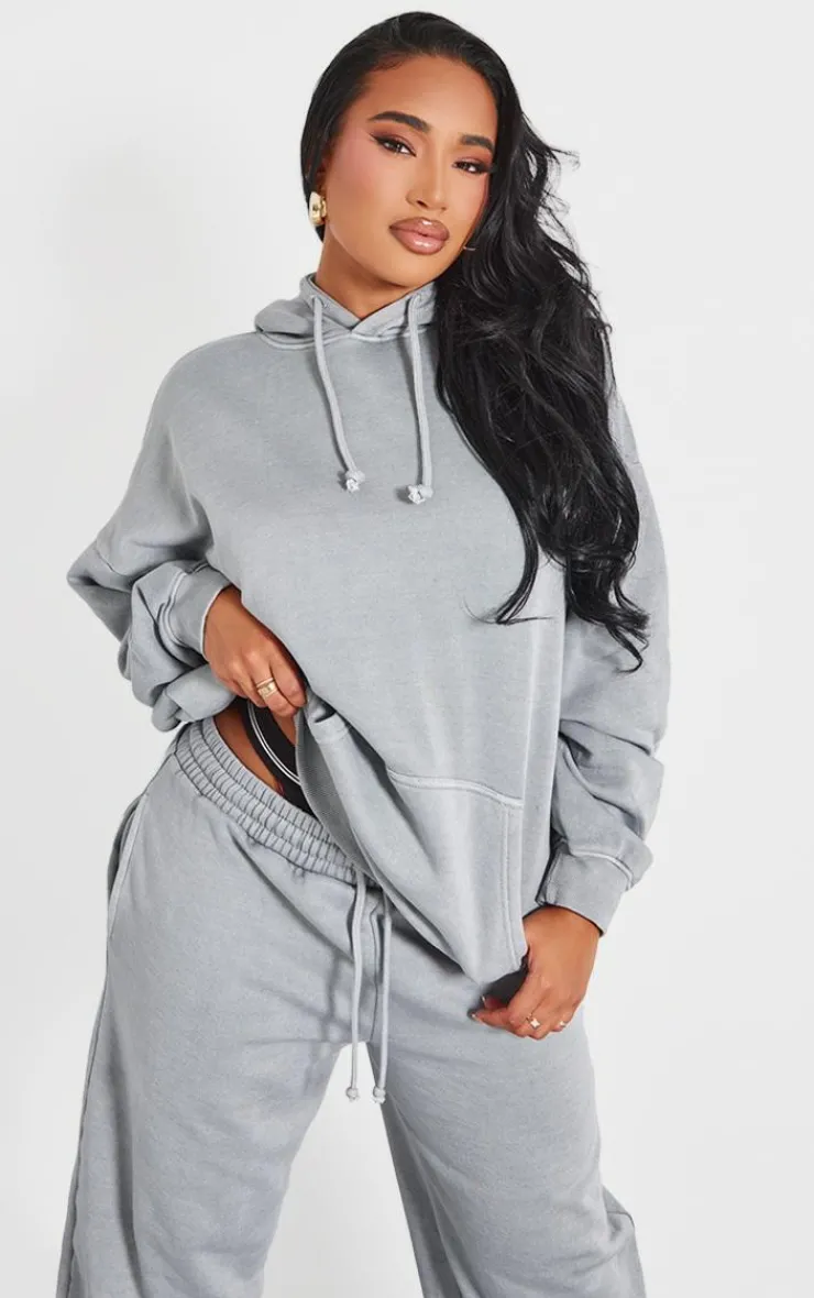 Discount PrettyLittleThing Shape Hoodie Grey