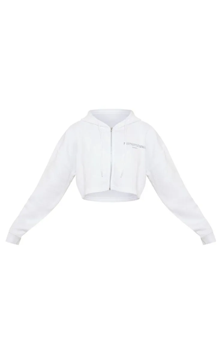 PrettyLittleThing Graphic Sweatsuits*Copyright Graphic Zip Through Crop Hoodie