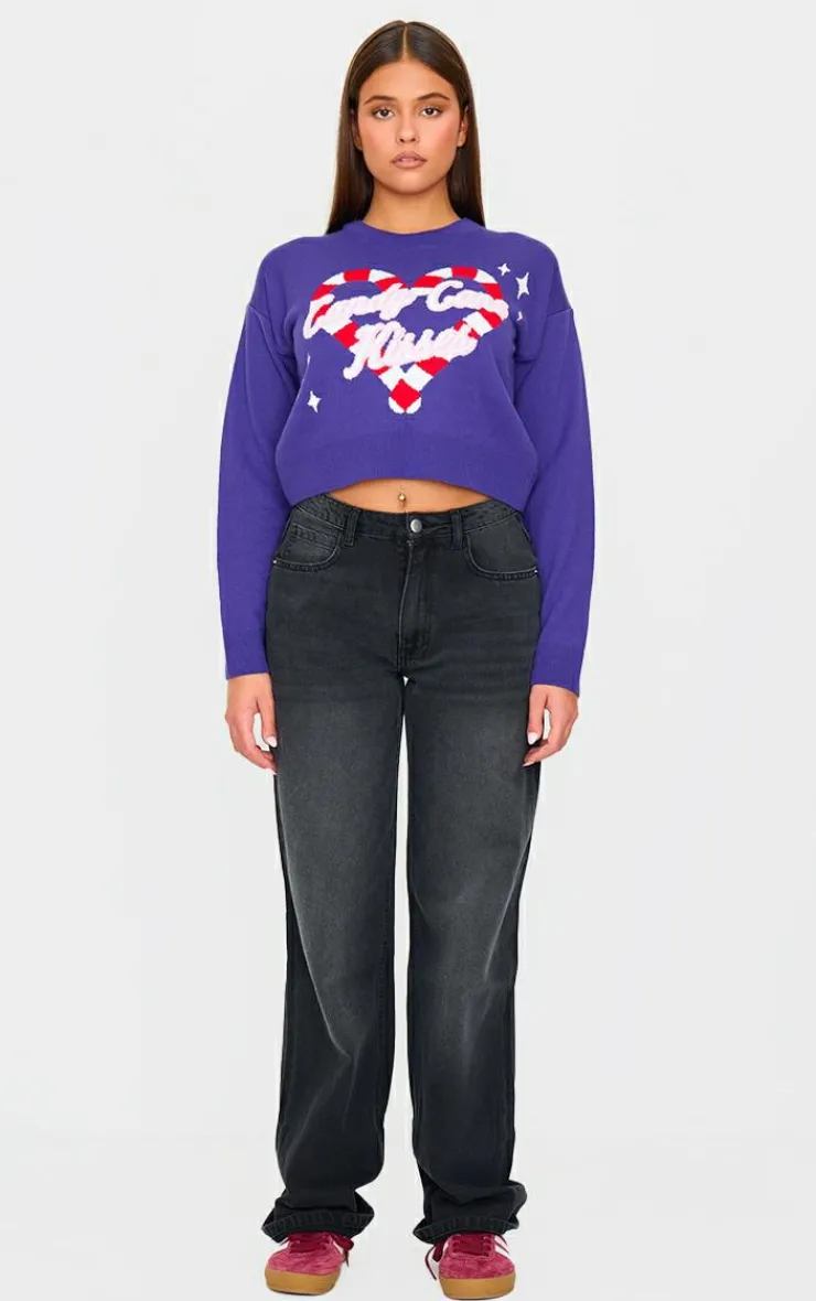 PrettyLittleThing Sweaters*Candy Cane Kisses Cropped Christmas Sweater