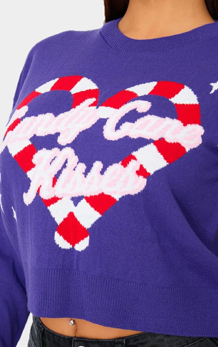 PrettyLittleThing Sweaters*Candy Cane Kisses Cropped Christmas Sweater