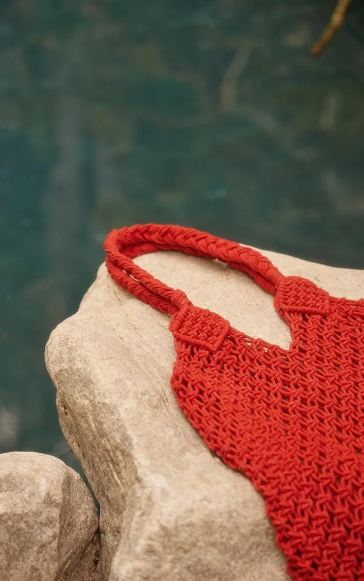 PrettyLittleThing Shoppers*Crochet Detail Beach Tote Bag
