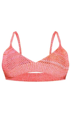 Red Marl Crochet Triangle Beach Bralette