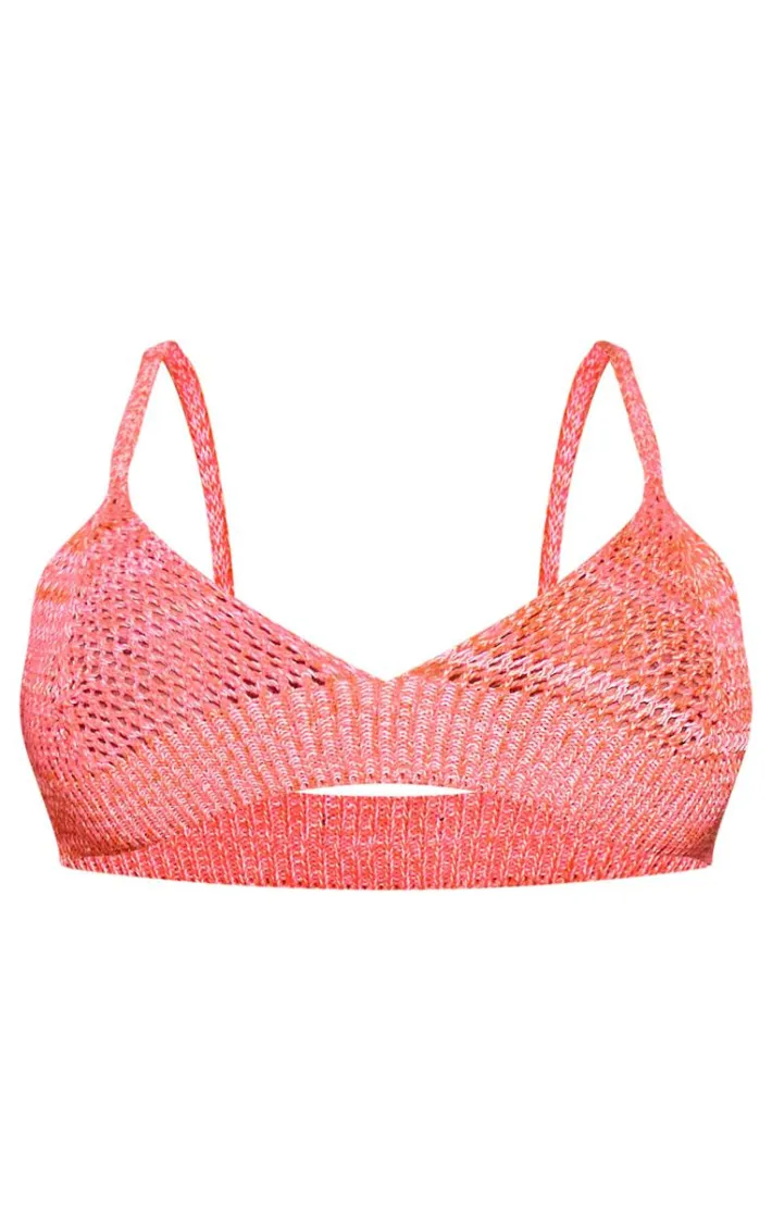 Red Marl Crochet Triangle Beach Bralette