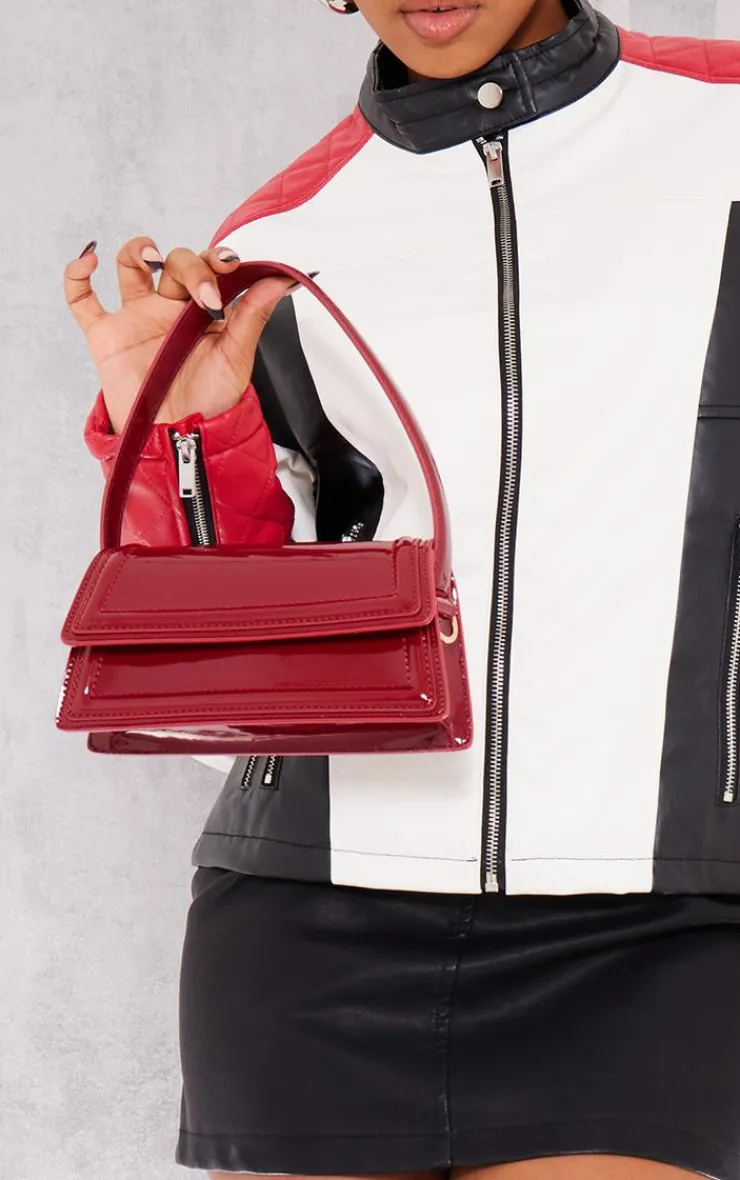 PrettyLittleThing Shoulder Bags*Patent Rectangular Handle Shoulder Bag