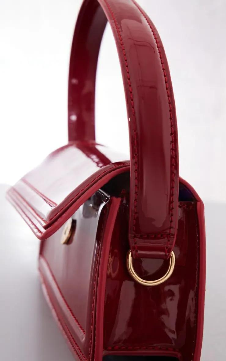PrettyLittleThing Shoulder Bags*Patent Rectangular Handle Shoulder Bag