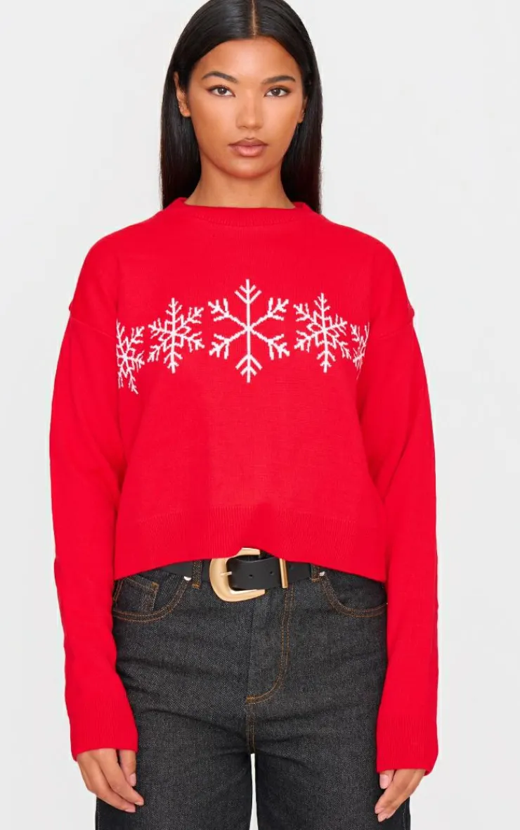 PrettyLittleThing Sweaters*Snowflake Cropped Christmas Sweater