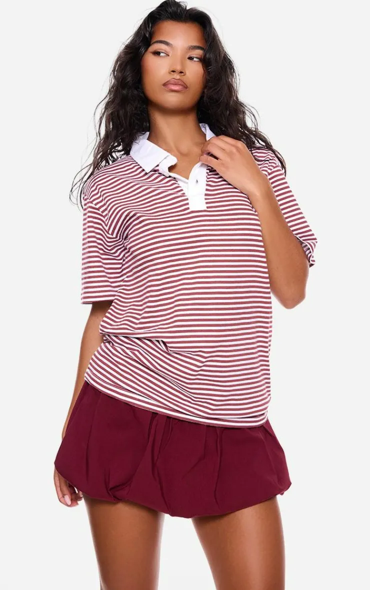 PrettyLittleThing T-Shirts*Striped Colla Oversized T Shirt