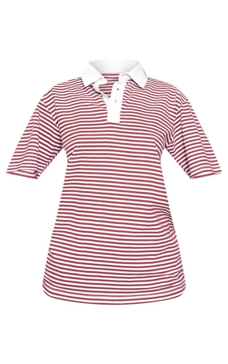 PrettyLittleThing T-Shirts*Striped Colla Oversized T Shirt