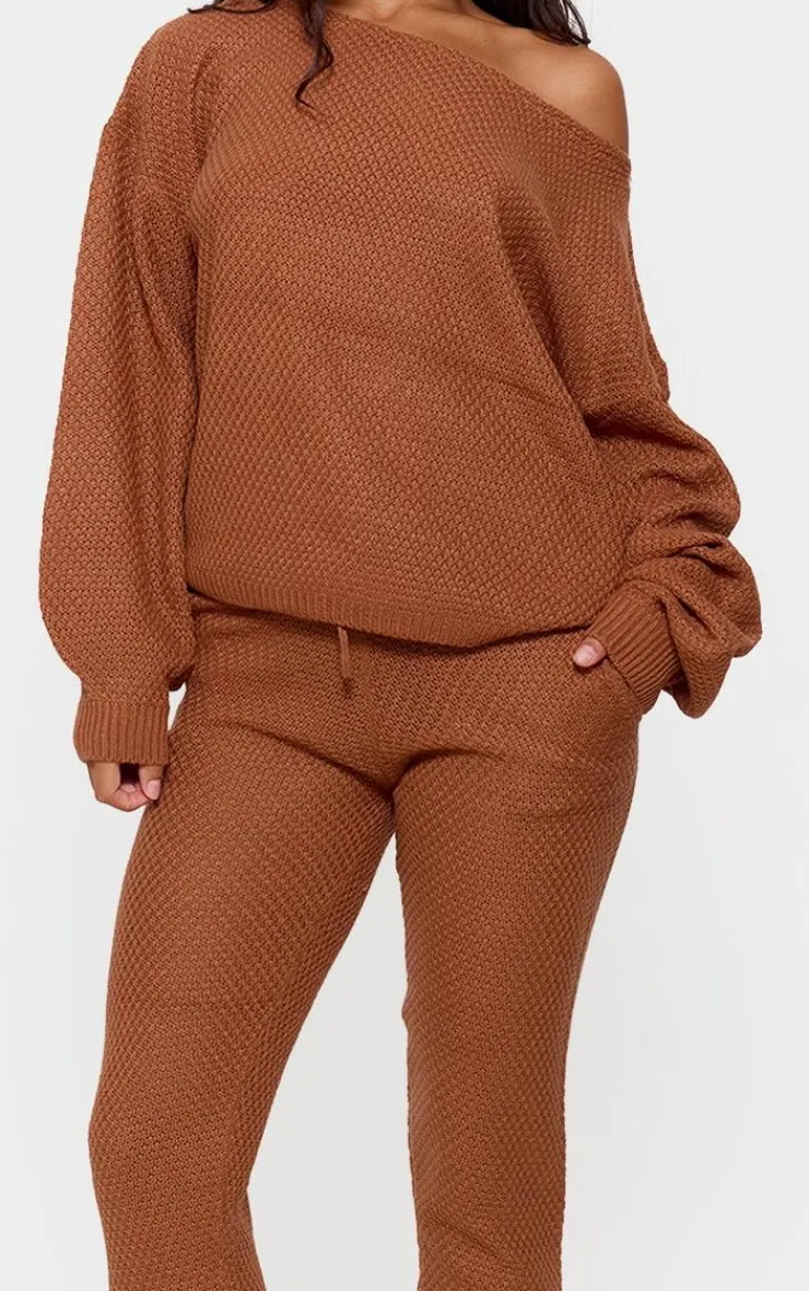PrettyLittleThing Knitted Two Piece Sets*Knitted Waffle Lounge Set