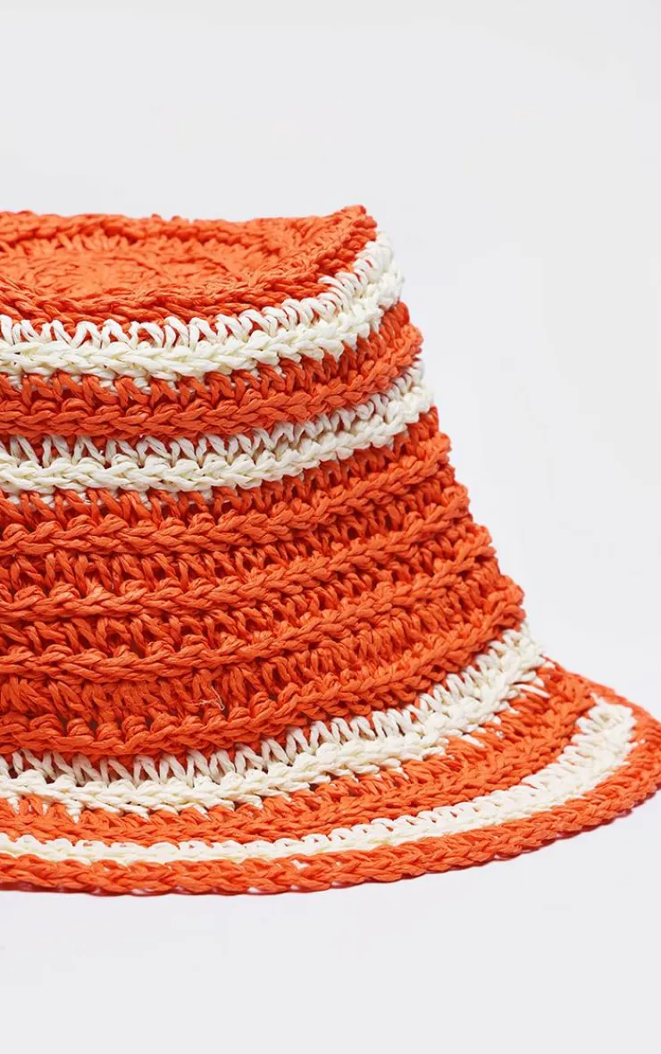 PrettyLittleThing Hats*Raffia Stripe Bucket Hat
