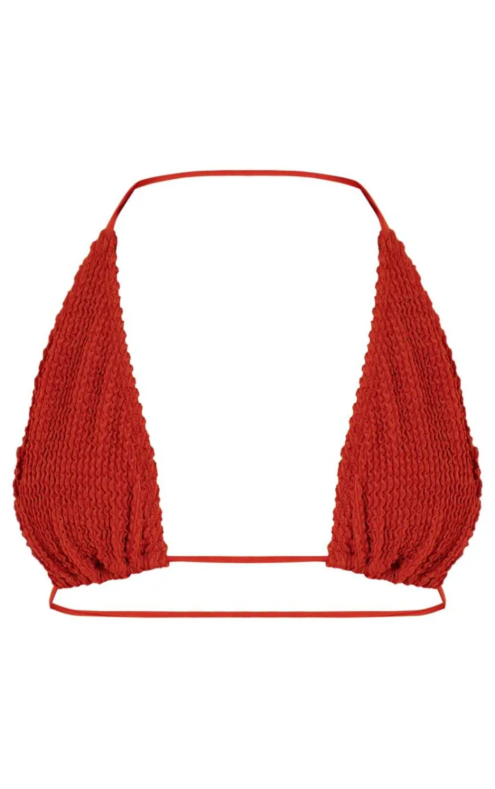 Rust Triangle Crinkle Bikini Top