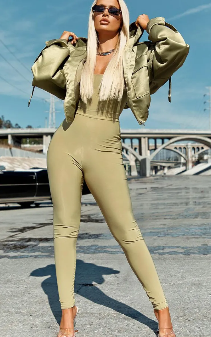PrettyLittleThing Bomber Jackets*Satin Oversized Hooded Pocket Bomber Jacket