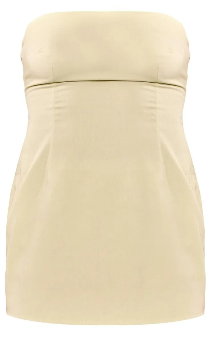 Hot PrettyLittleThing Woven Split Hem Longline Bandeau Sage