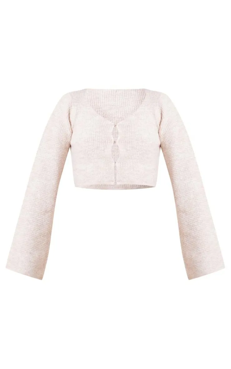 PrettyLittleThing Knitted Loungewear*Hook & Eye Tie Back Knitted Crop Sweater