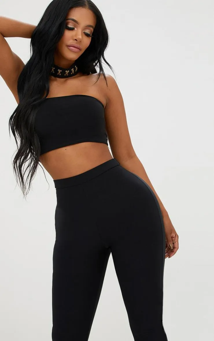 Hot PrettyLittleThing Shape Bandeau Crop Top Black