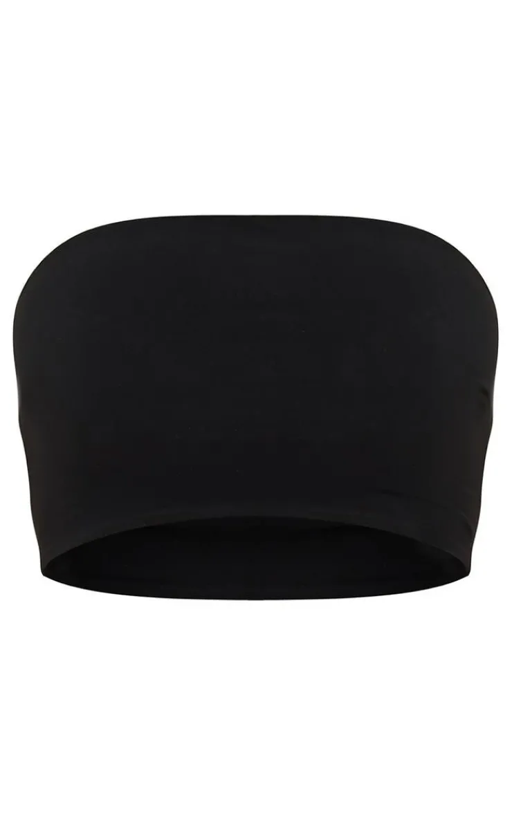 Hot PrettyLittleThing Shape Bandeau Crop Top Black