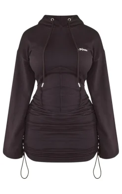 PrettyLittleThing Sweater Dresses*Shape Branded Corset Detail Hooded Sweater Dress