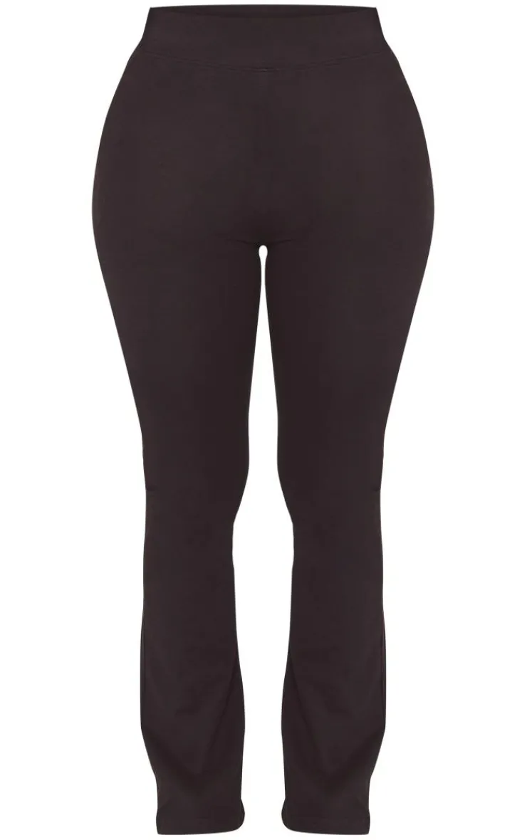 Hot PrettyLittleThing Shape Cotton High Waisted Flared Pants Black
