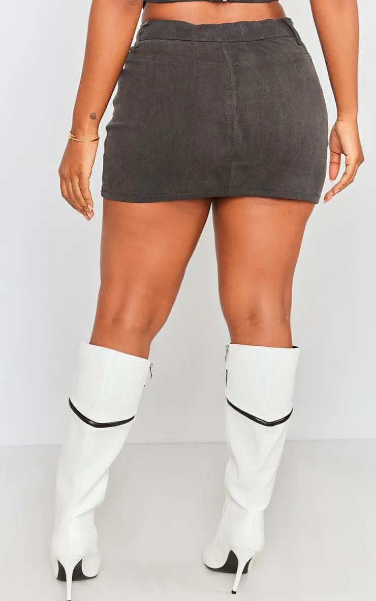 Discount PrettyLittleThing Shape Denim Micro Mini Skirt Black