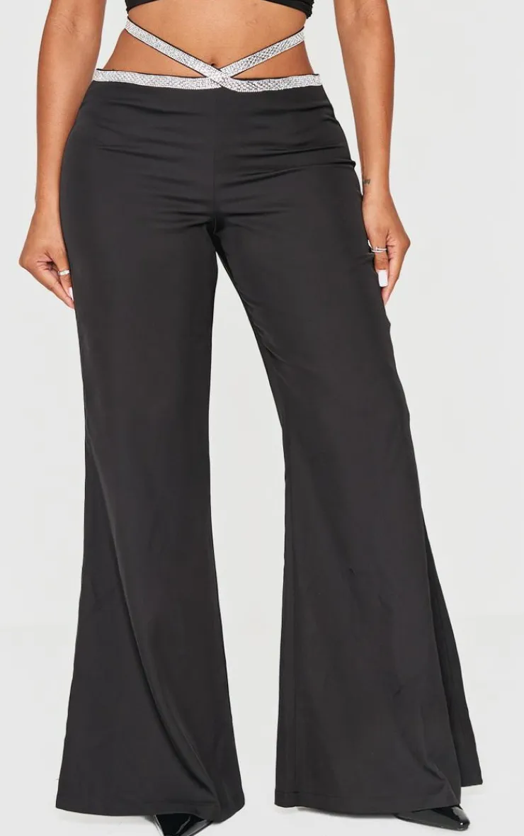 Shape Diamante Detail Cut Out Waist Tailored Pant-PrettyLittleThing New