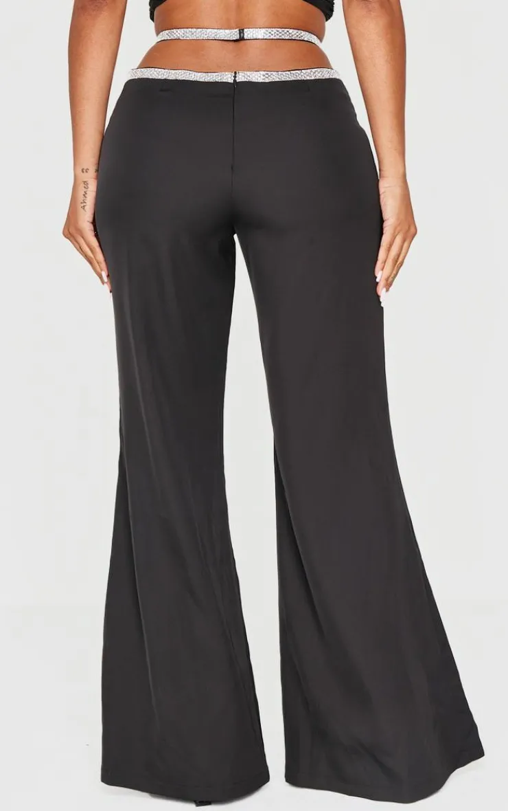 Shape Diamante Detail Cut Out Waist Tailored Pant-PrettyLittleThing New