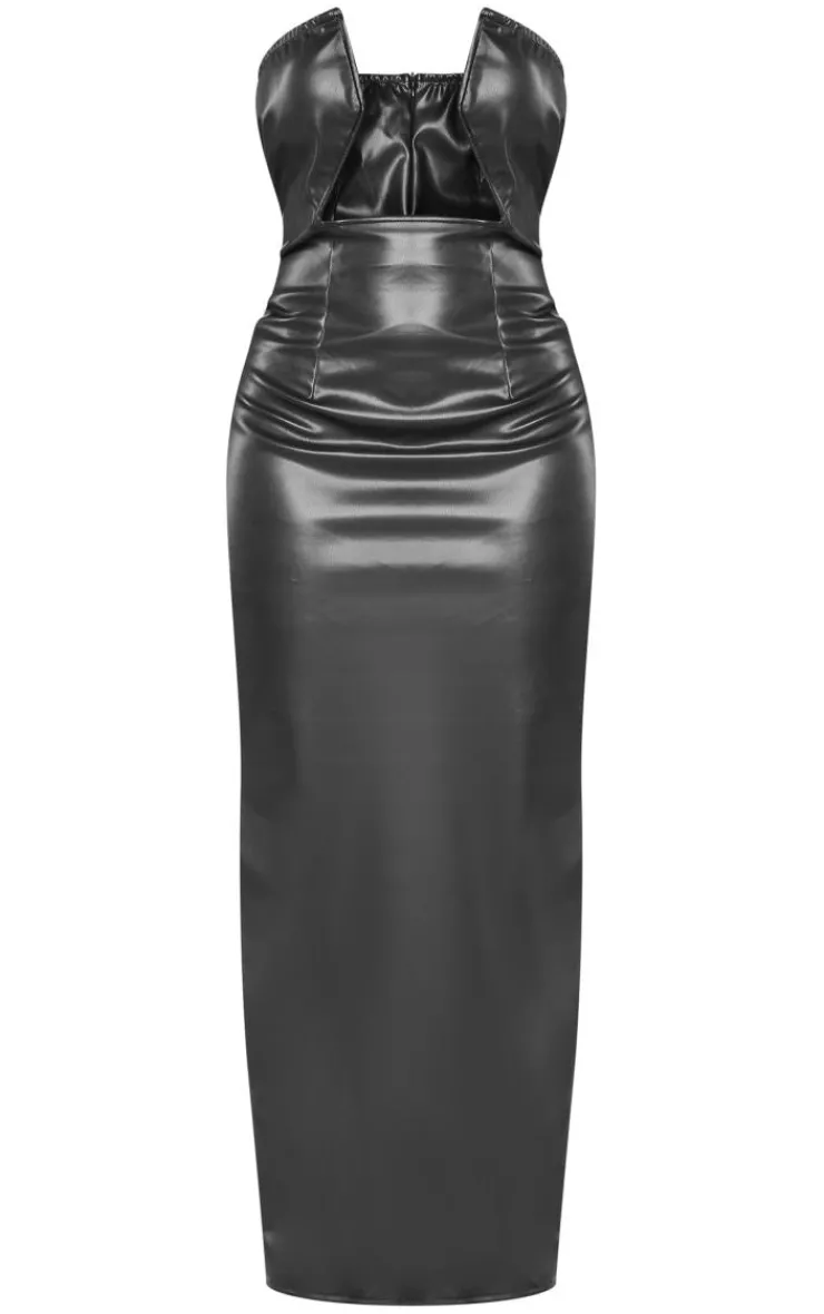 Shape Faux Leather Cut Out Front Maxi Dress-PrettyLittleThing New