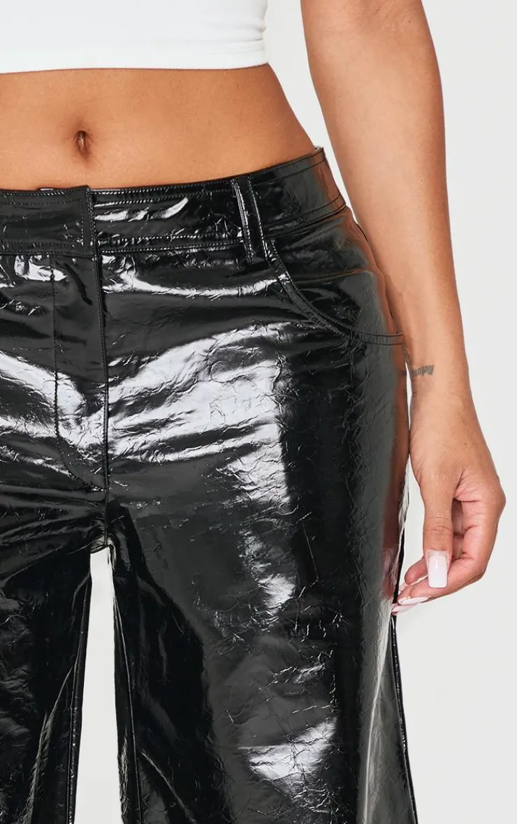 Shape Faux Leather Textured Wide Leg Pants-PrettyLittleThing Outlet