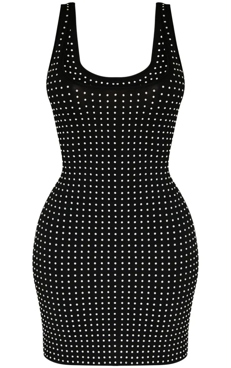 Shape Hot Fix Scoop Neck Mini Dress-PrettyLittleThing Best