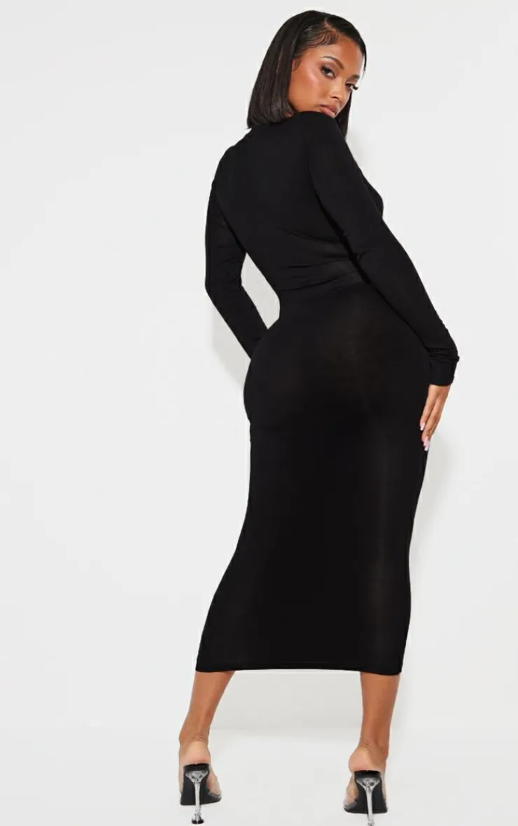 Shape Jersey Cut Out Long Sleeve Midi Dress-PrettyLittleThing Clearance