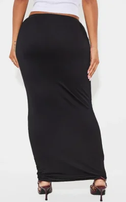 Online PrettyLittleThing Shape Jersey Low Waist Maxi Skirt Black