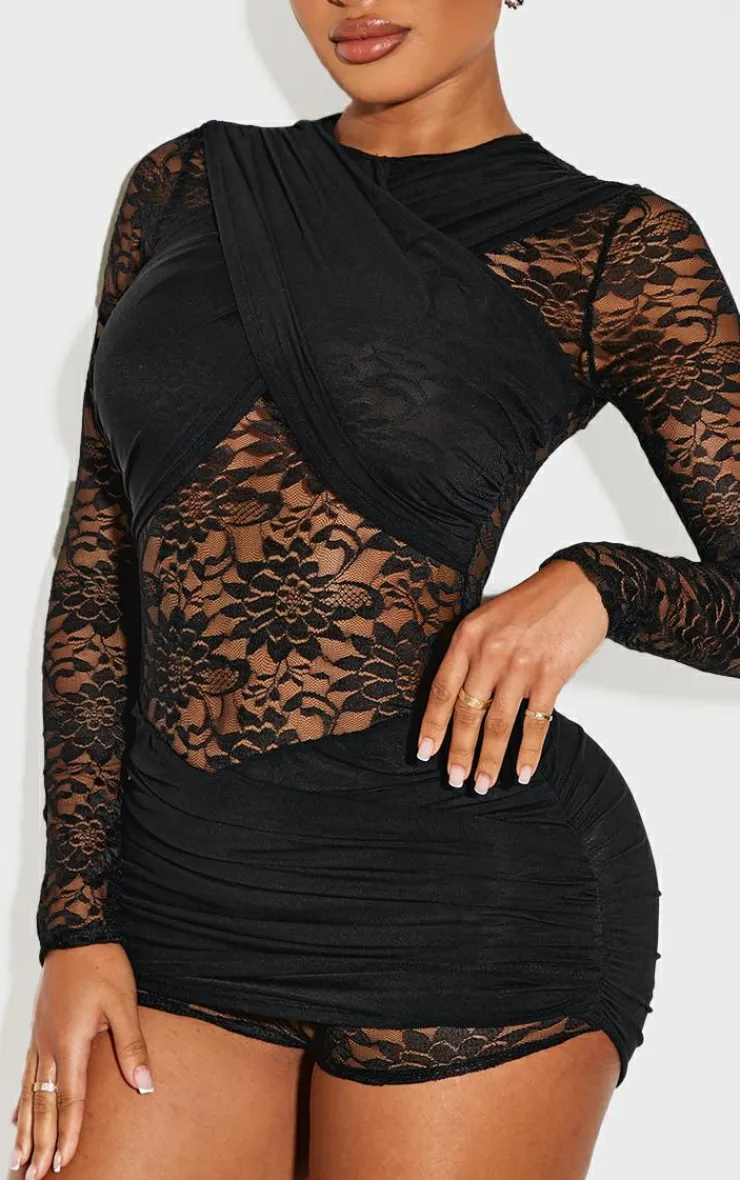 Shape Lace Romper-PrettyLittleThing