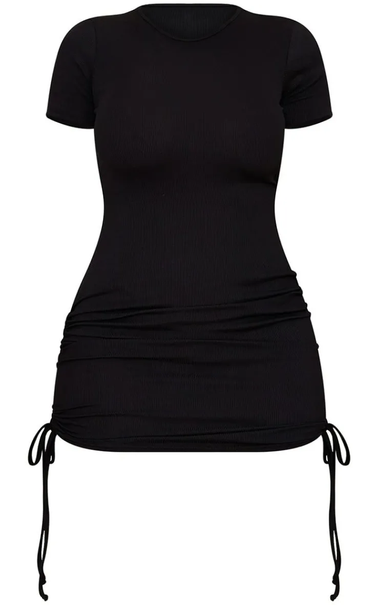 Shape Rib Short Sleeve Ruched Side Bodycon Dress-PrettyLittleThing Best