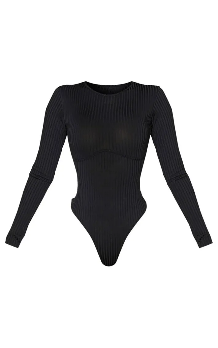 Shape Black Ribbed Underbust Detail Bodysuit
