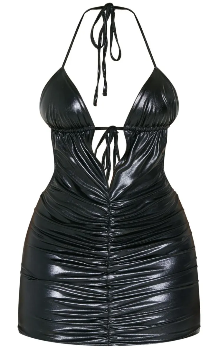 Shape Ruched Middle Pvc Dress-PrettyLittleThing
