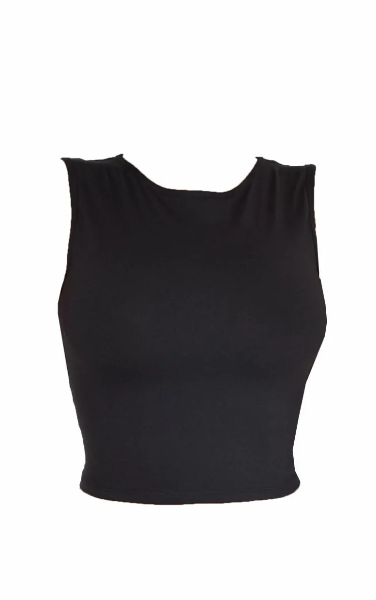 Online PrettyLittleThing Shape Sculpted Longline Racer Top Black