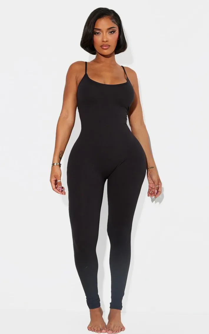 Shape Black Sculpted Strappy Jumpsuit