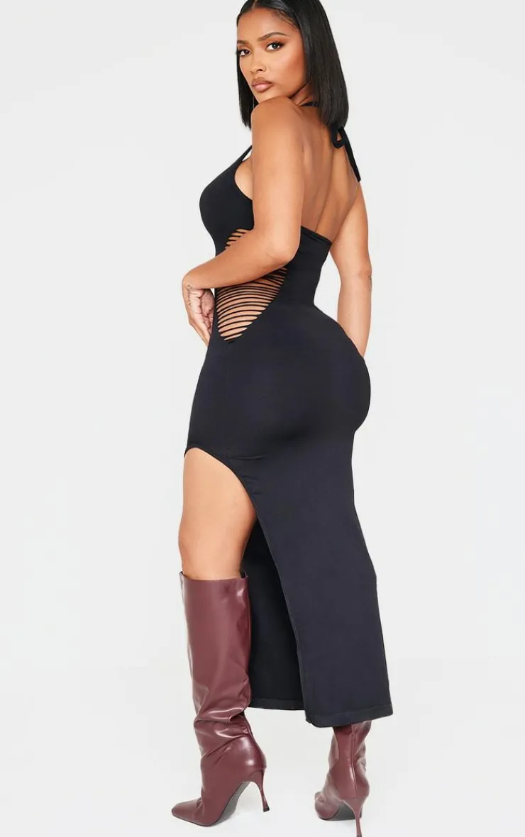 Shape Seamless Ladder Cut Out Halterneck Midaxi Dress-PrettyLittleThing Hot