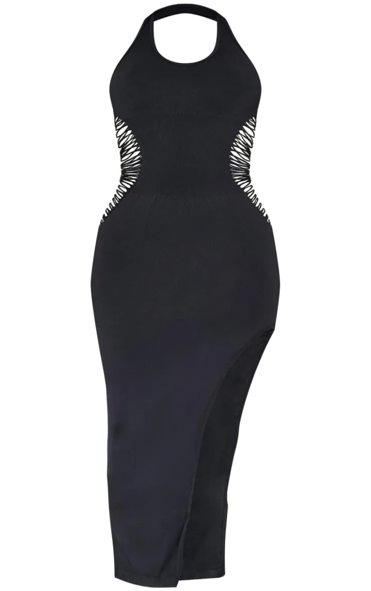 Shape Seamless Ladder Cut Out Halterneck Midaxi Dress-PrettyLittleThing Hot